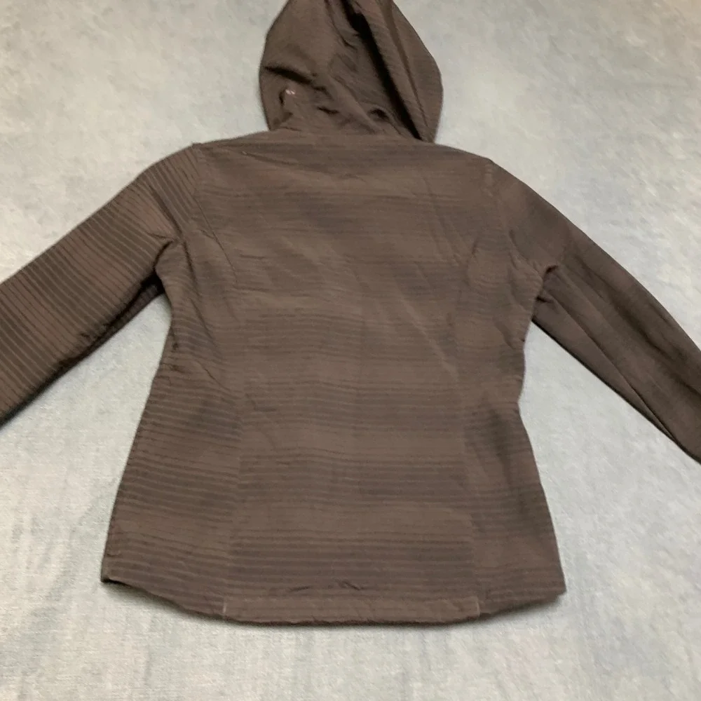 Snozu Softshell Jacket Girls S 7-8 Black Pink Sherpa Lined Hooded Thumb Holes